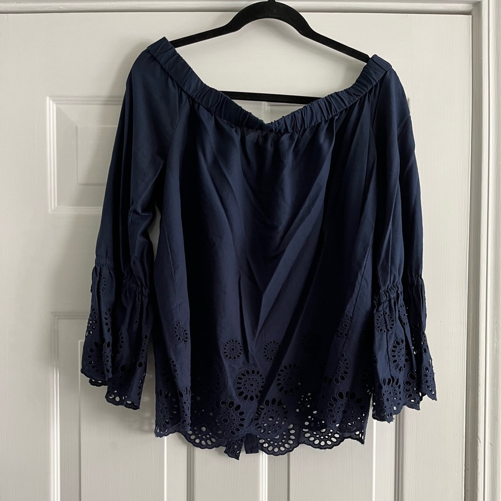 EUC ISABELLA SINDAIR(Anthropology)Faux button front/off the shoulder/3/4 sleeve